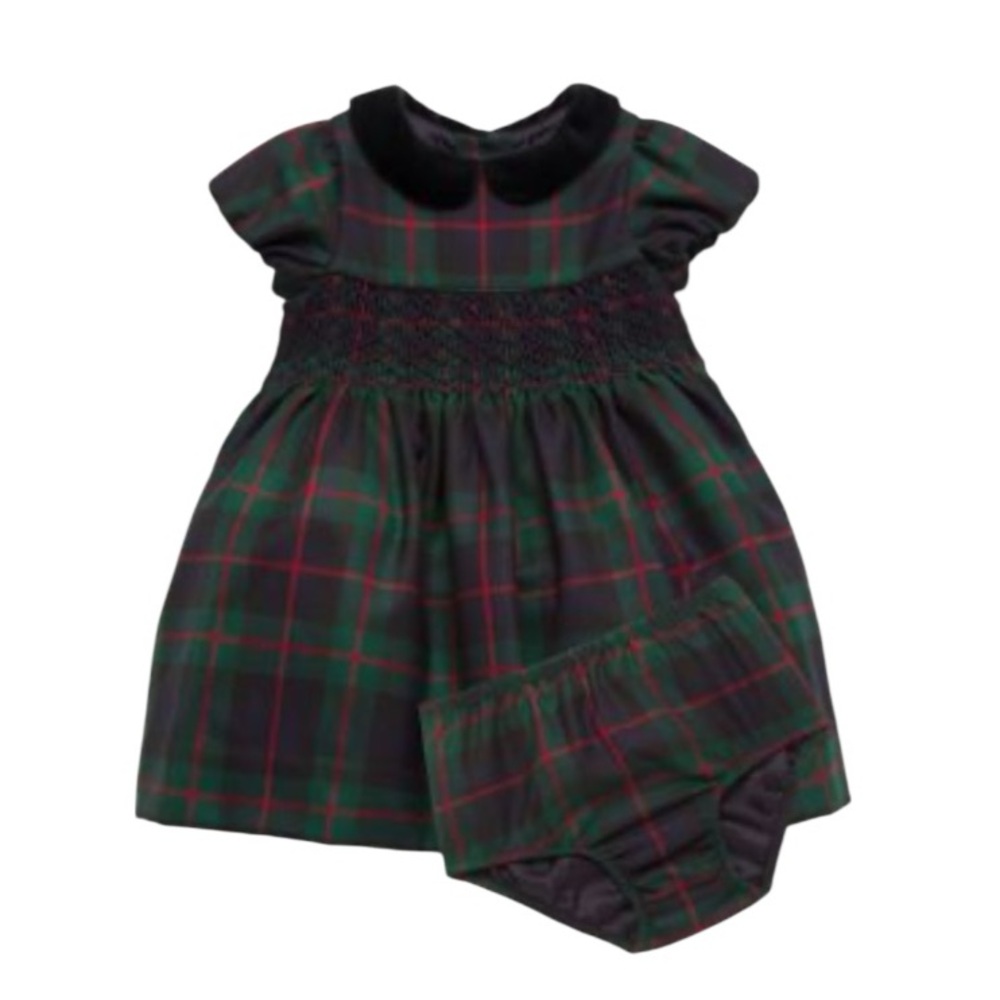 NWT Ralph Lauren Plaid Hand Smocked Wool Dress & Bloomer Special Occasion